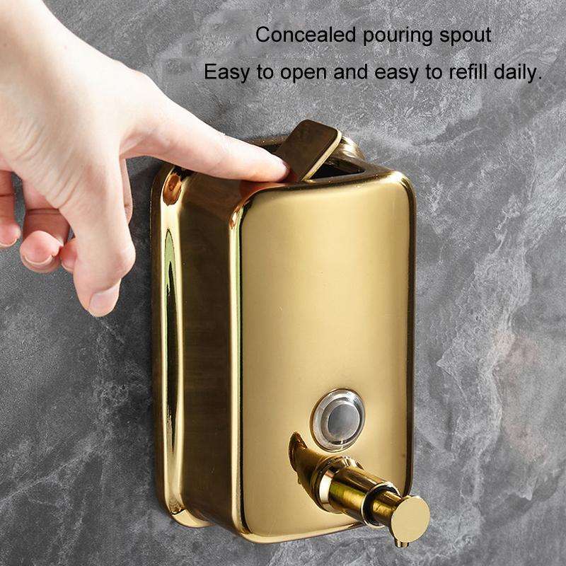 304 Stainless Steel Bathroom Soap Dispenser Simple Hotel Home Wall Mounted Manual Shower Fluid Bo...