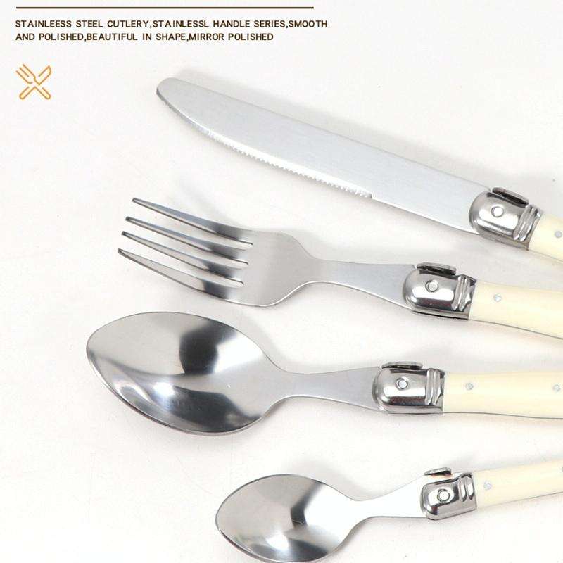 Stainless Steel Knife Fork Spoon Set Plastic Handle Western Tableware, Specification: 6 Tea Spoons