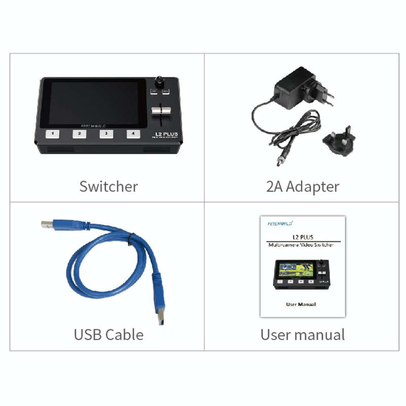 FEELWORLD L2 Plus Multi-camera Video Mixer Switcher with 5.5 inch Screen(AU Plug)