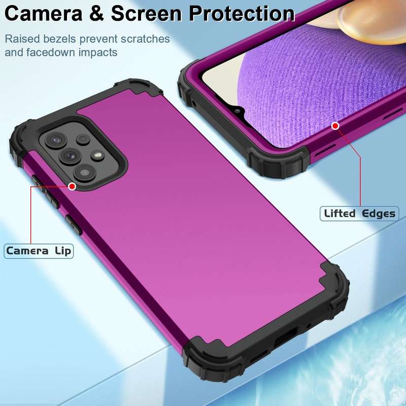 For Samsung Galaxy A73 5G PC + Silicone Phone Case(Dark Purple+Black)