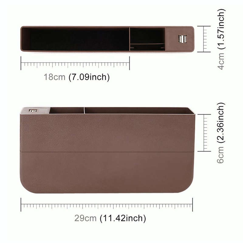 Universal Car Multi-functional Charger Console Side Pocket Seat Gap Side Storage Box, with 2 USB ...