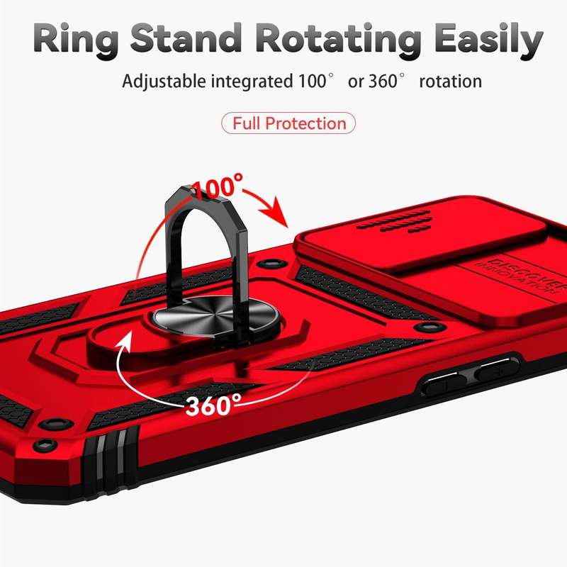 For OPPO A16 Sliding Camshield Holder Phone Case(Red)