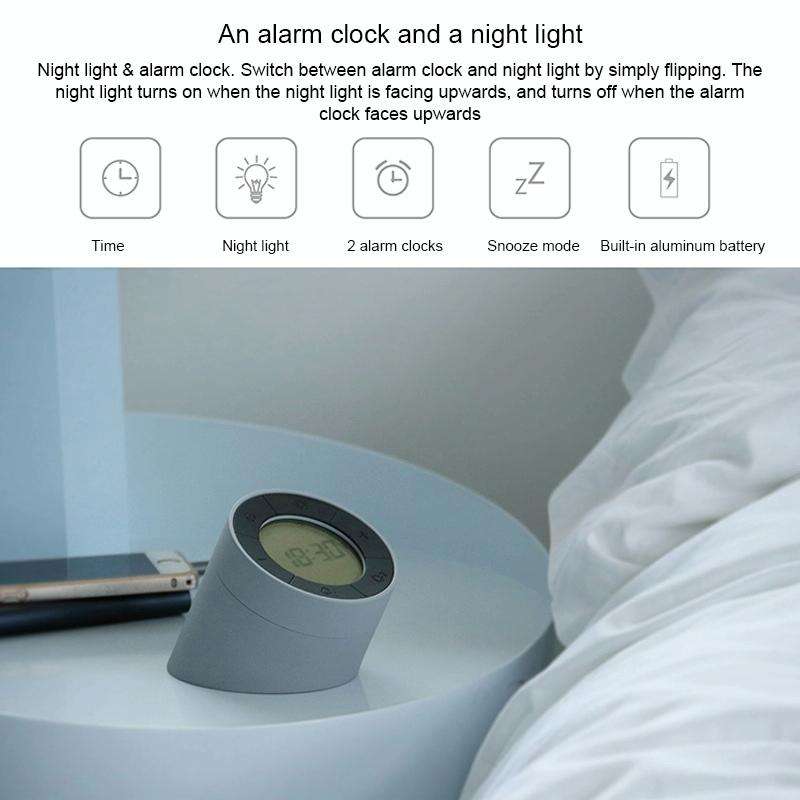 Simple Home Creative Multi-function Charging Stepless Dimming Alarm Clock Night Light(Gray)