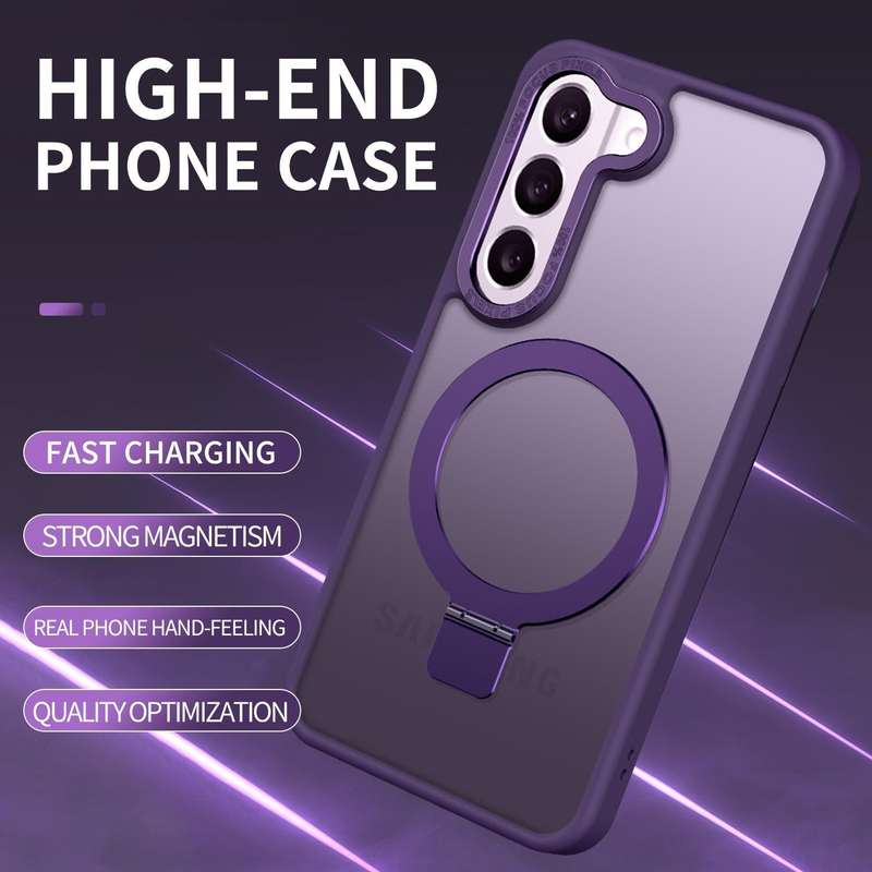 For Samsung Galaxy S23+ 5G Skin Feel MagSafe Magnetic Holder Phone Case(Black)