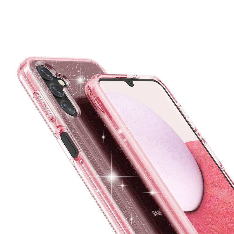 For Samsung Galaxy A14 5G / 4G Shockproof Terminator Style Glitter Powder Phone Case(Shiny Pink)