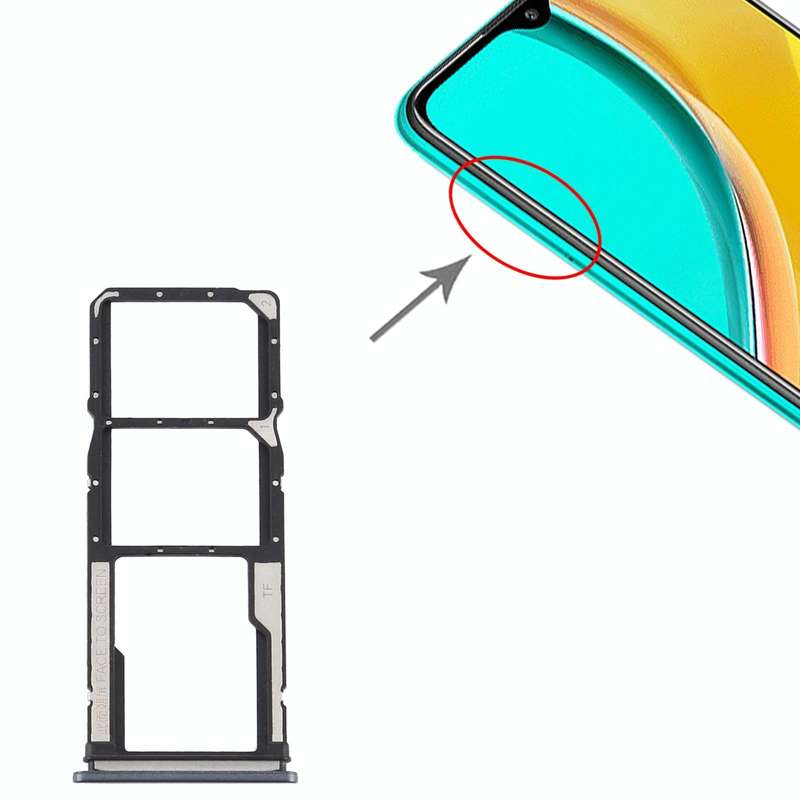 SIM Card Tray + SIM Card Tray + Micro SD Card Tray for Xiaomi Redmi 9/Poco C31(Black)