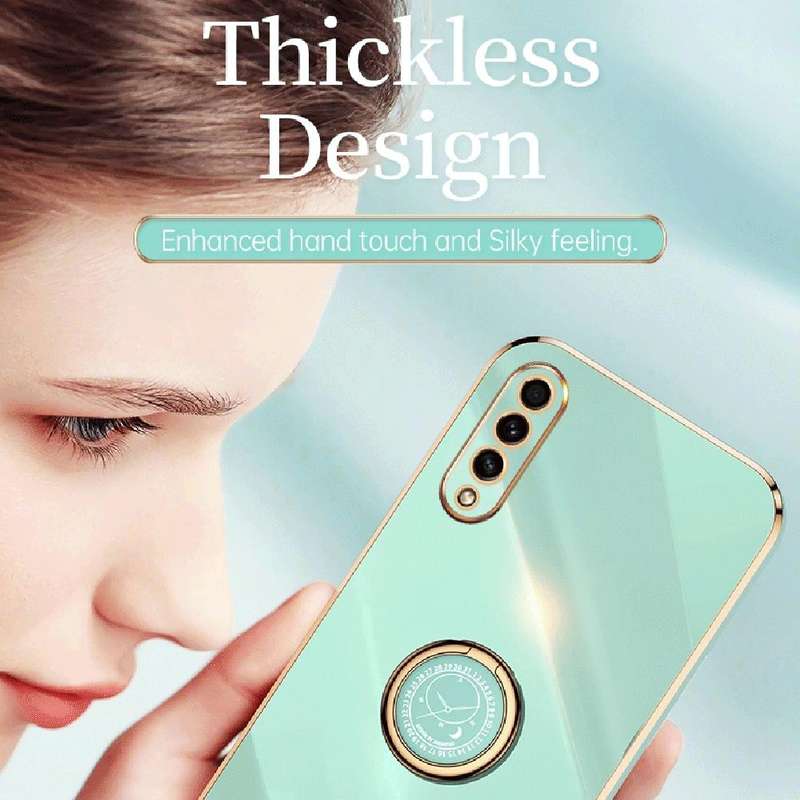 For Samsung Galaxy A50 XINLI Straight Edge 6D Electroplate TPU Phone Case with Ring Holder(Pink)
