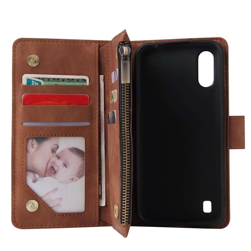 For Galaxy A01 Multifunctional Horizontal Flip Leather Case, with Card Slot & Holder & Zipper Wal...