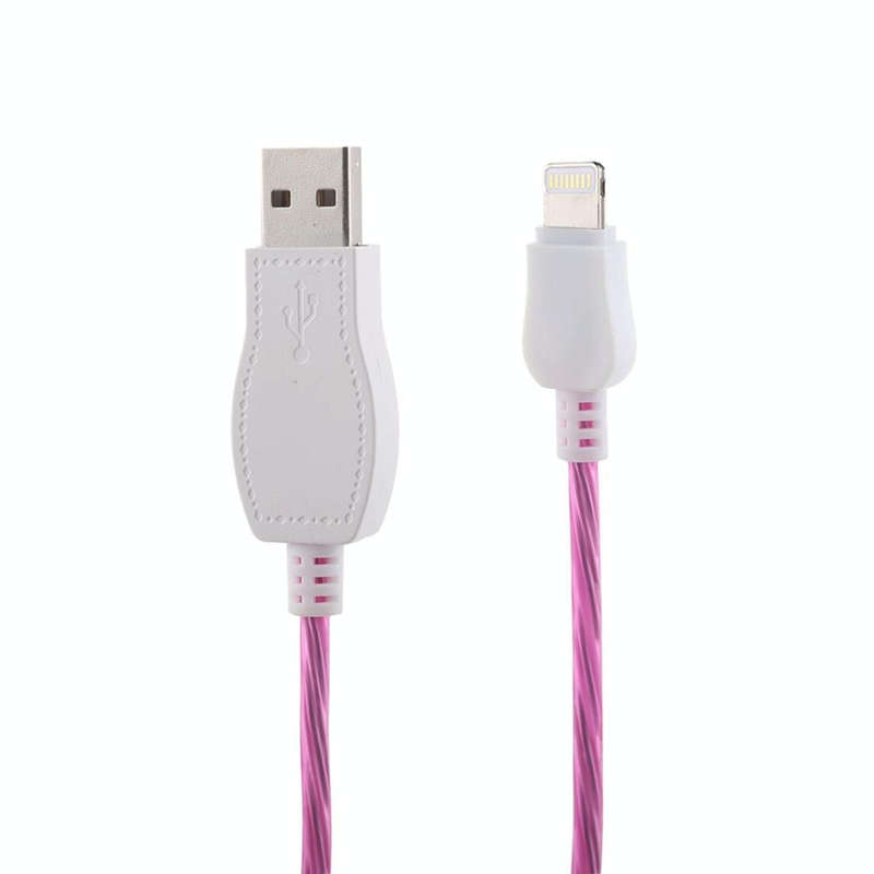 LED Flowing Light 1m USB to 8 Pin Data Sync Charge Cable for iPhone, iPad(Magenta)