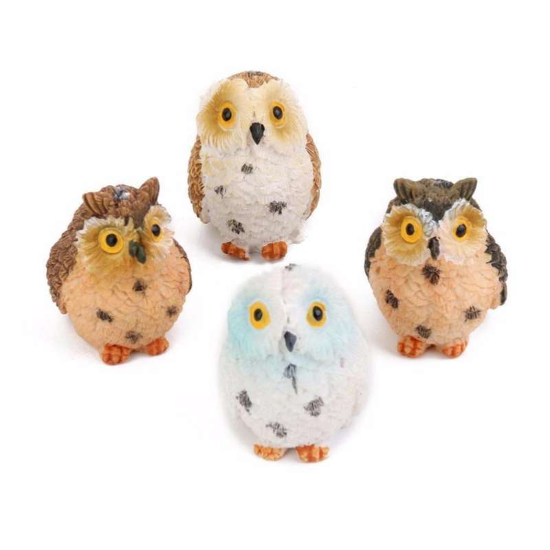 2 PCS Moss Micro Landscape Creative Resin Mini Owl OrnamentRandom Color Delivery