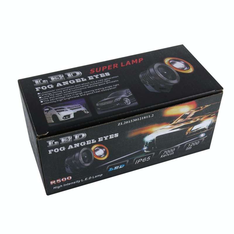 2 PCS 3.5 inch 10W 900 LM 6000K Car Fog Lights with Colorful Angle Eye Light, DC 12V(White Light)