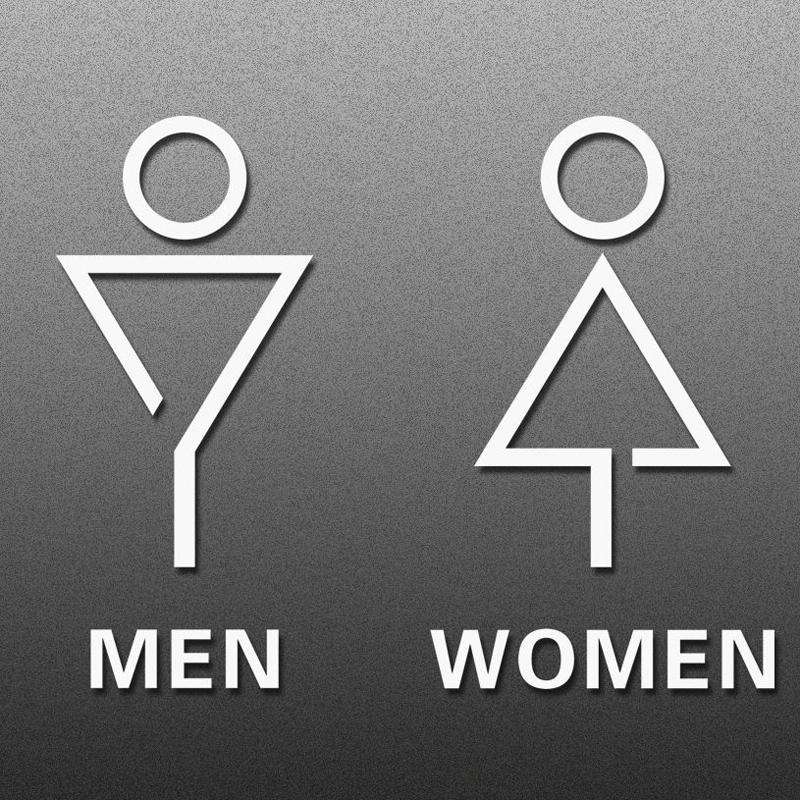 19 x 14cm Personalized Restroom Sign WC Sign Toilet Sign,Style: Triangle-Porcelain White Separate