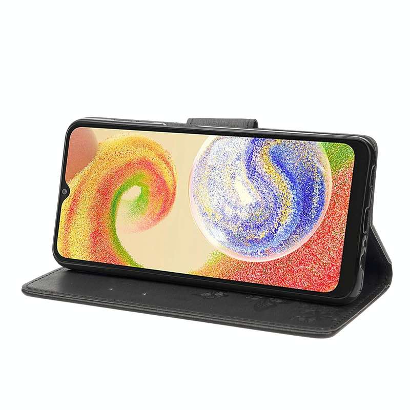 For Samsung Galaxy A04 Butterfly Embossed Horizontal Flip Leather Phone Case(Black)