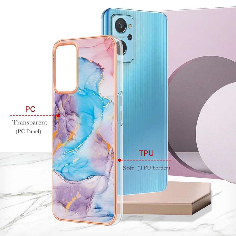 For OPPO Realme 9i / A36/A96 4G Electroplating IMD TPU Phone Case(Blue Marble)