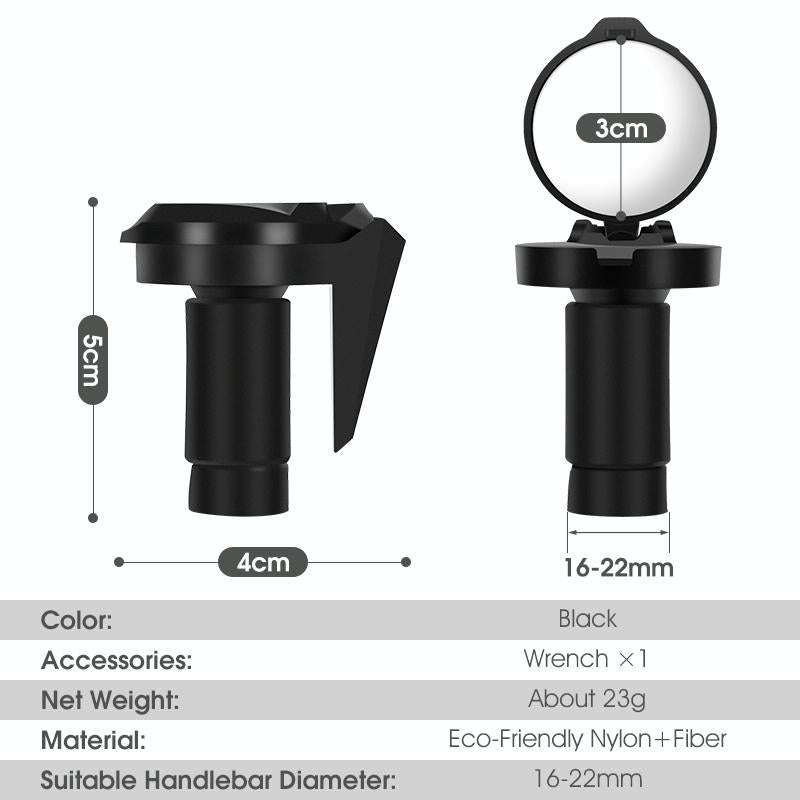WEST BIKING Bicycle Handlebar Convex Rear View Mirror(Black)