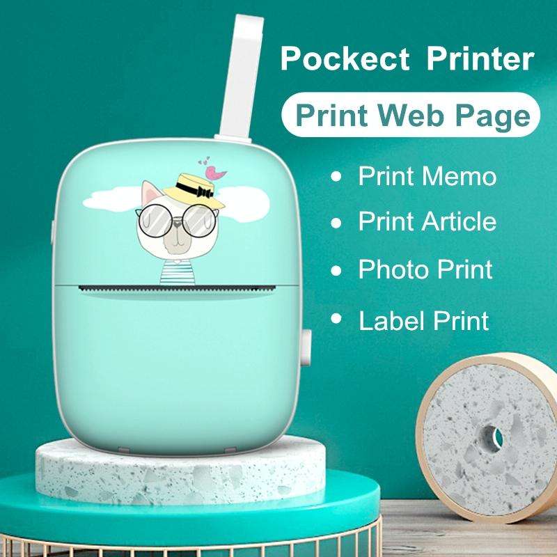 Portable Mini Thermal Printer Bluetooth Mobile Phone Photo Pocket Printer(English Version (Blue))