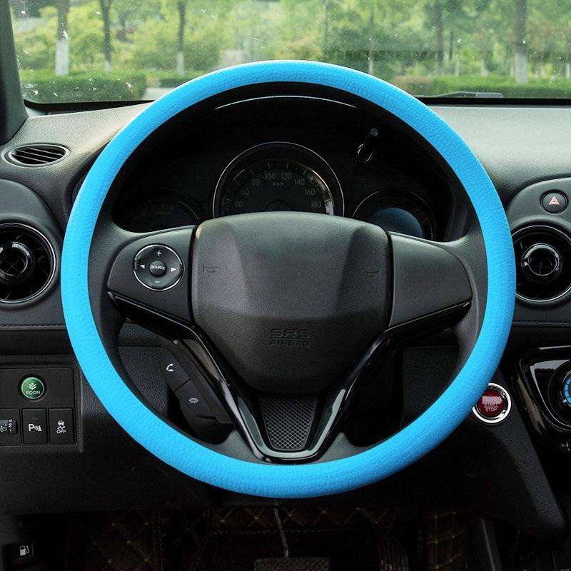 Silicone Rubber Car Steering Wheel Cover, Outside Diameter: 36cm(Blue)