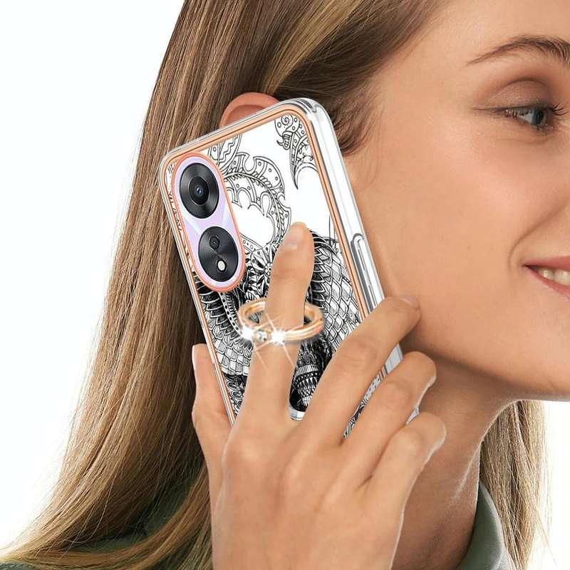 For OPPO A78 / A58 Electroplating Dual-side IMD Phone Case with Ring Holder(Totem Elephant)