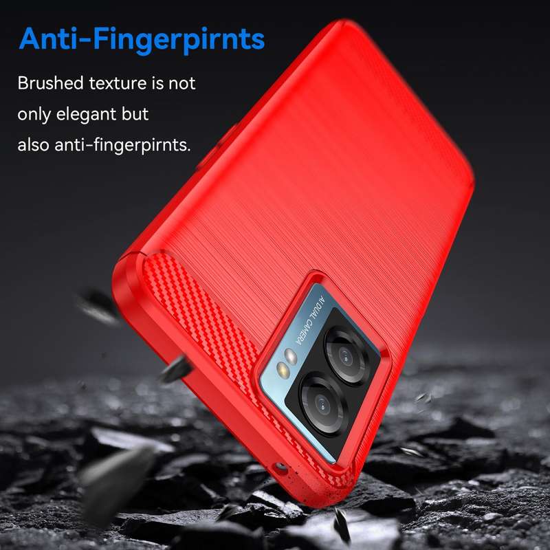 For OPPO A77 5G Brushed Texture Carbon Fiber TPU Phone Case(Red)