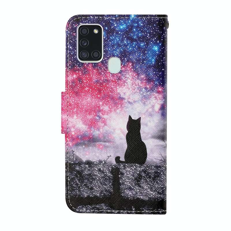 For Samsung Galaxy A21s Colored Drawing Pattern Horizontal Flip Leather Case with Holder & Card S...