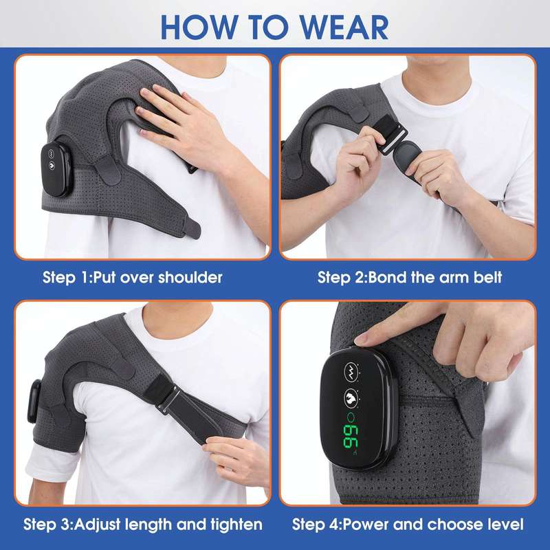 Electric Heating Shoulder Pads Massager Joint Brace Vibration Massage(Gray Black)
