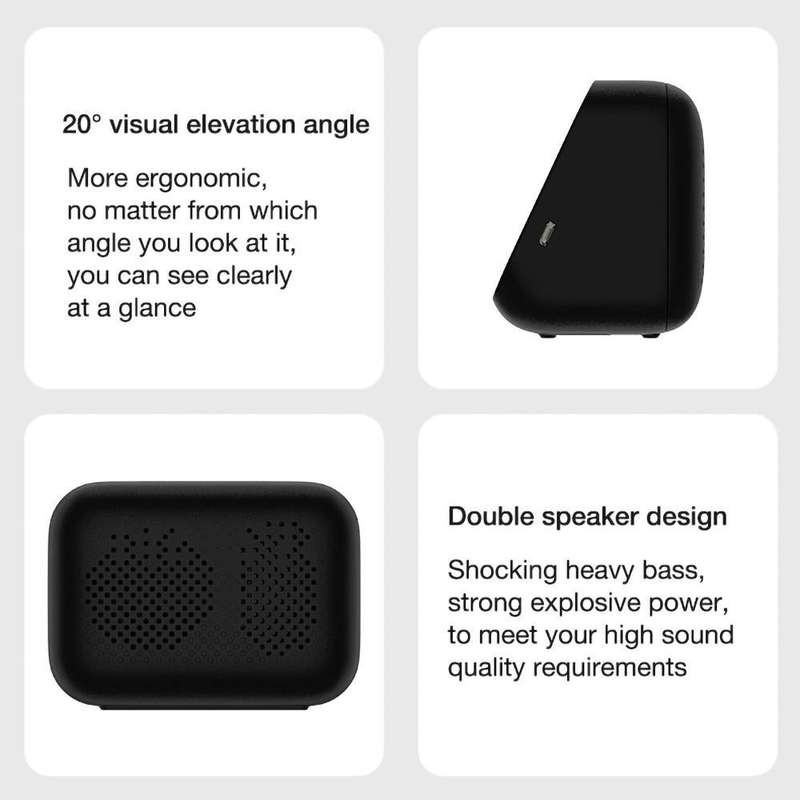 Lenovo TS13 Wireless Portable Subwoofer Stereo Bluetooth Speaker Smart Alarm Clock(Black)