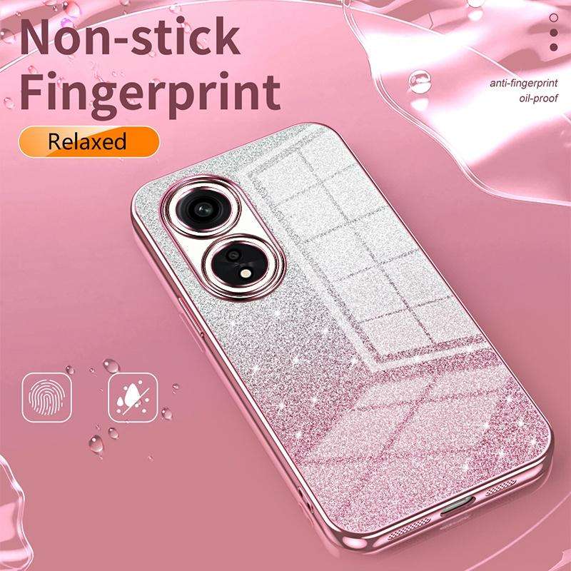For OPPO Reno2 Gradient Glitter Powder Electroplated Phone Case(Gold)