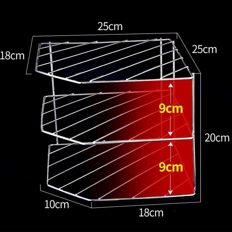 304 Stainless Steel Kitchen Pot Rack Dish Storage Rack Multifunctional Corner Rack Pentagonal Sec...
