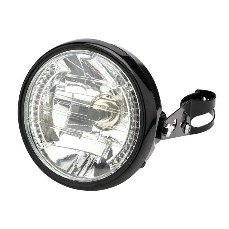 Motorcycle 7 Inch LED Headlamp Angel Ring Steering Function With Bracket(Shock Absorber Diameter ...