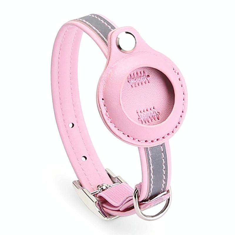For Airtag Tracker Protective Cover Pet PU Collar, Specification: M(Pink)