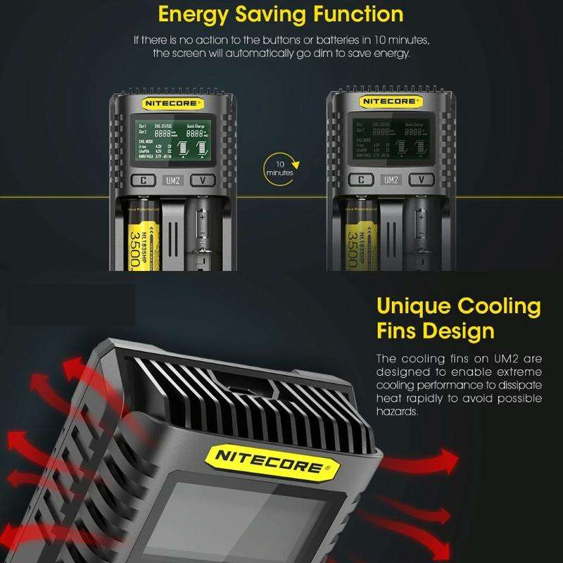 NITECORE Fast Lithium Battery Charger, US Plug, Model: UMS2