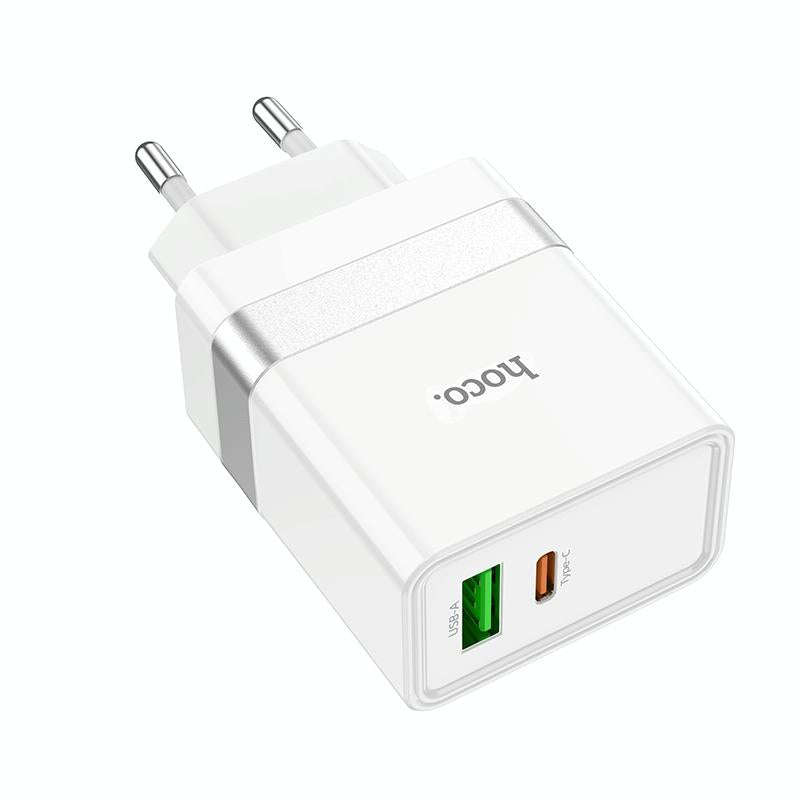hoco N21 PD 30W Type-C / USB-C + QC 3.0 USB Mini Fast Charger, EU Plug(White)
