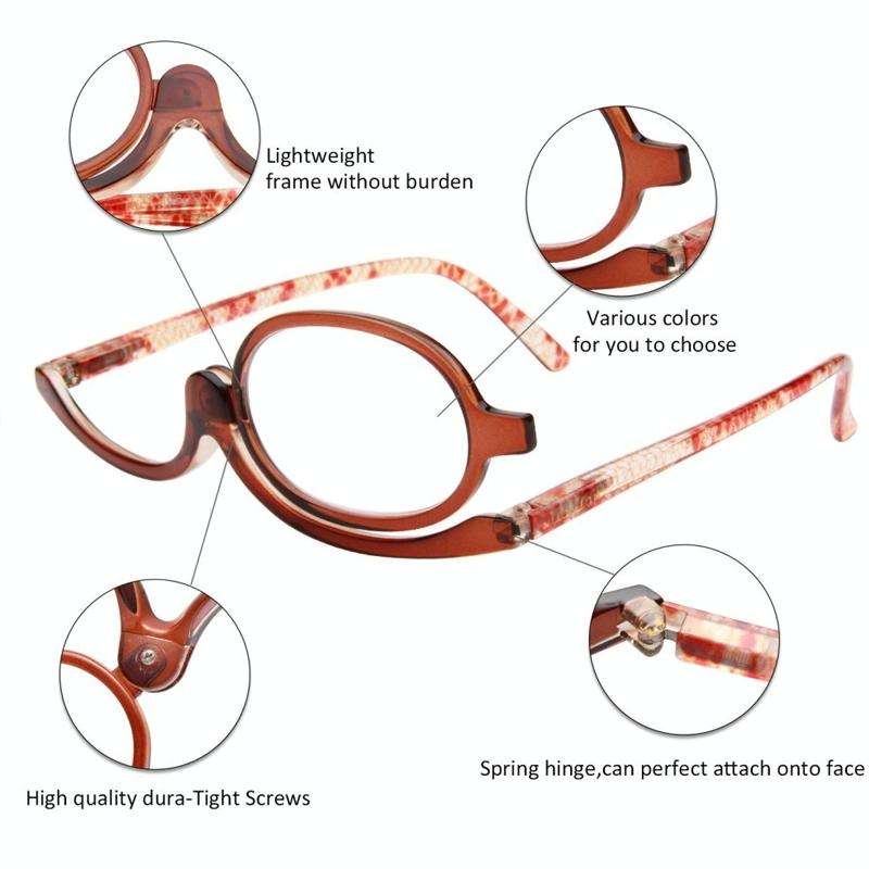 Makeup Presbyopic Glasses Monolithic Reading Glass Magnifying Glass, Degree: +300(Black)