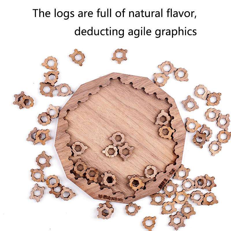 Wooden Adult High Difficulty Brain Burning Irregular Puzzle(Red)