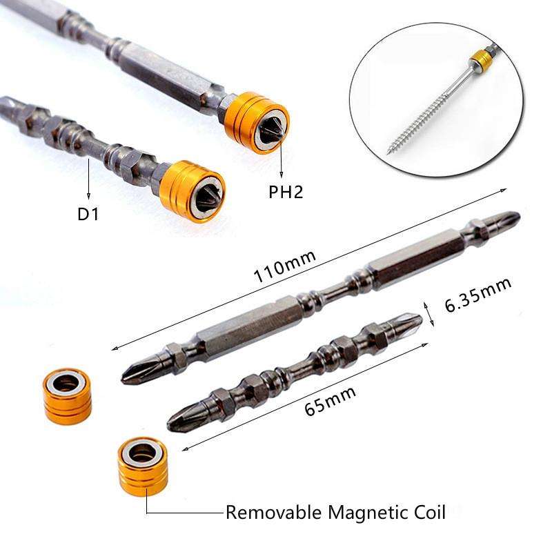 5 PCS Electric Screwdriver Bit Double-headed Cross Magnetic Ring Bit, Specification:65mm