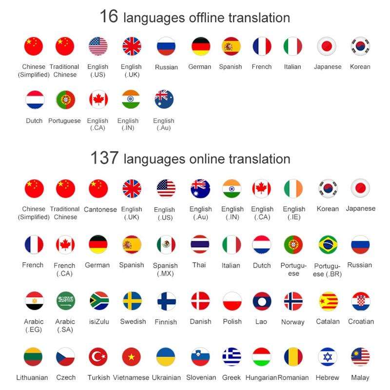 T10 Portable WIFI Smart Voice Translator Smart Business Travel Real Time AI Translator Translatio...