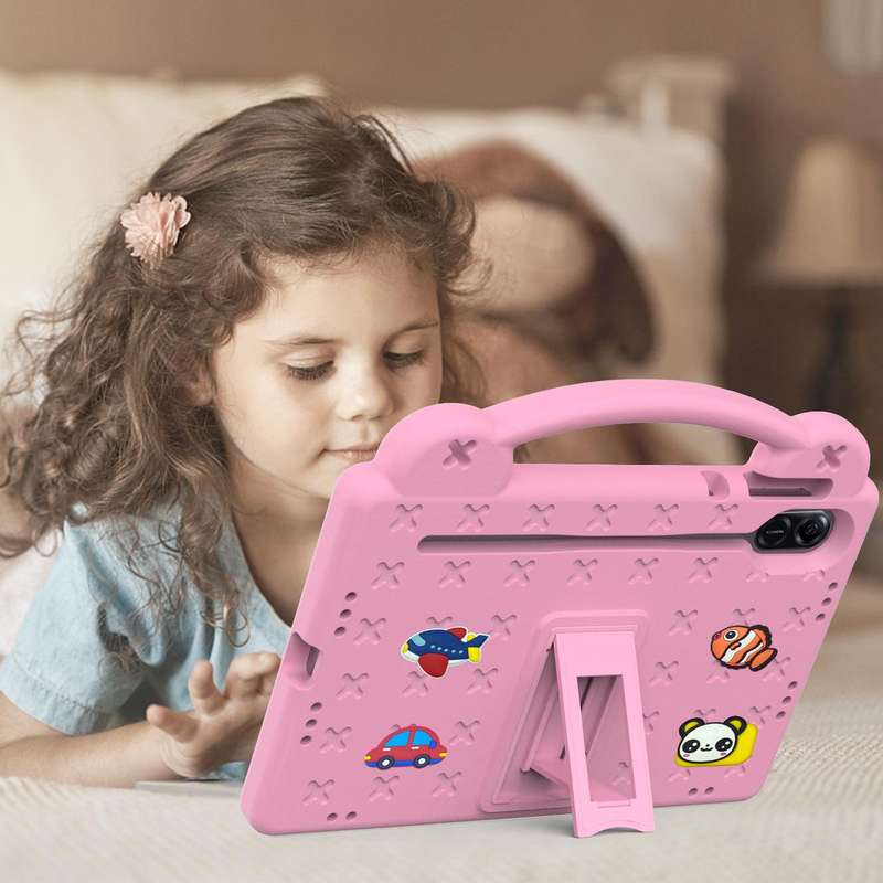For Honor Pad X9 Handle Kickstand Children EVA Shockproof Tablet Case(Pink)
