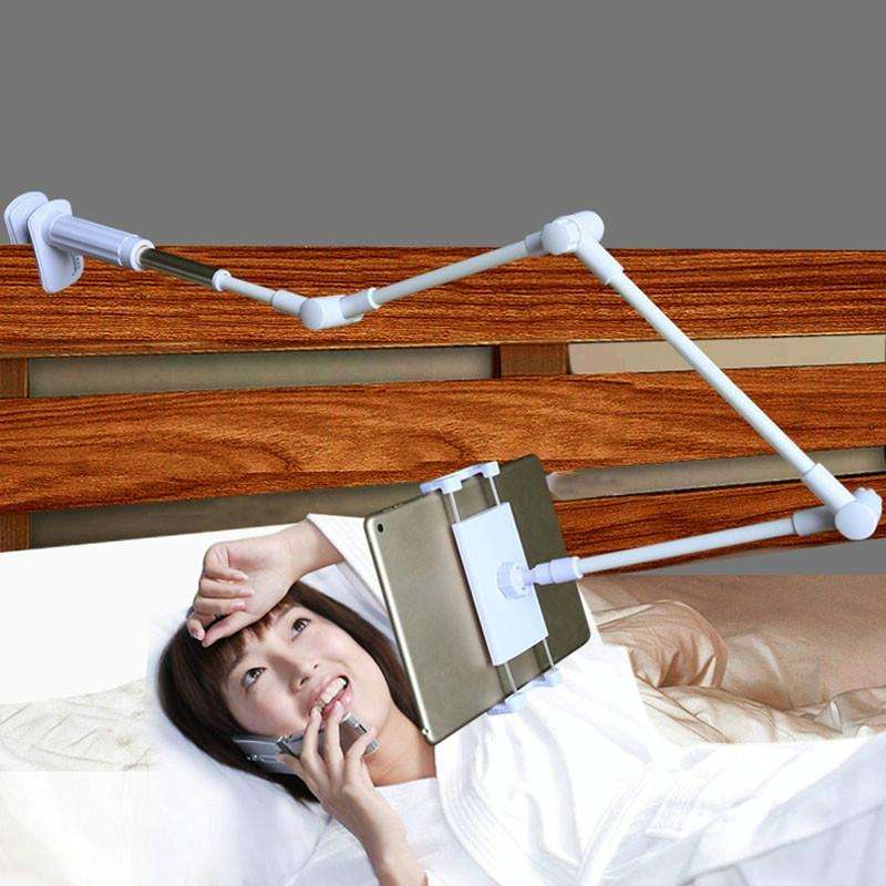 360 Degree Rotation Lazy Mount Folding Long Arm Phone Stand Holder for 4-14 Inch Tablet & Phone(B...