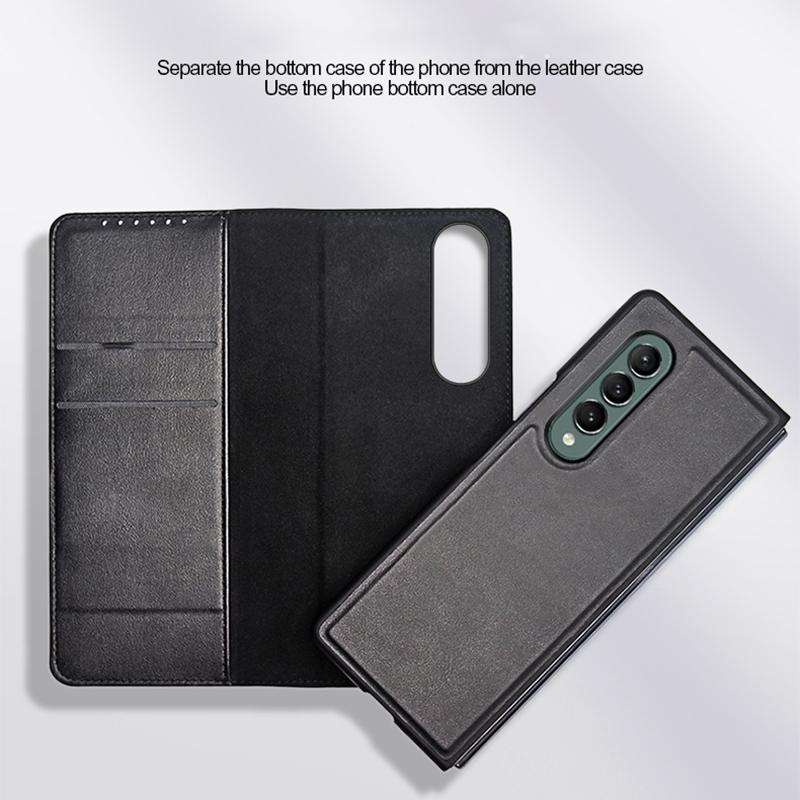 For Samsung Galaxy Z Fold4 Split Type Horizontal Flip Foldable Leather Phone Case(Plain Brown)