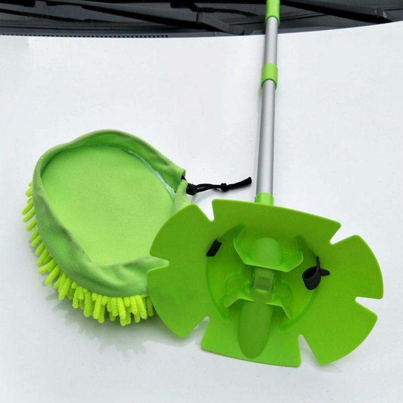 2 PCS Aluminum Alloy Three-section Telescopic Rod Car Wash Cleaning Brush Dusting Tool Dust Mop
