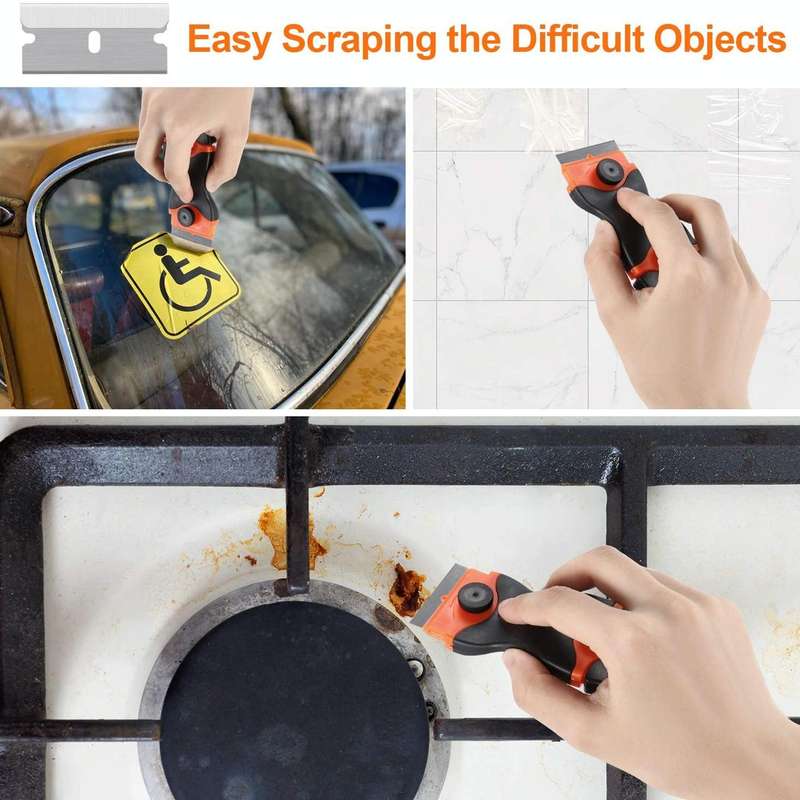 Double Headed Scraper Blade Glue Squeegee Remover Cleaner Tool (Yellow)