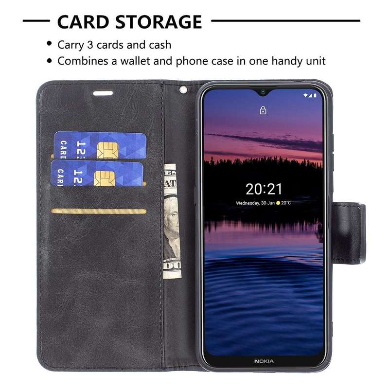 For Nokia G20 / G10 Retro Lambskin Texture Pure Color Horizontal Flip PU Leather Case with Holder...