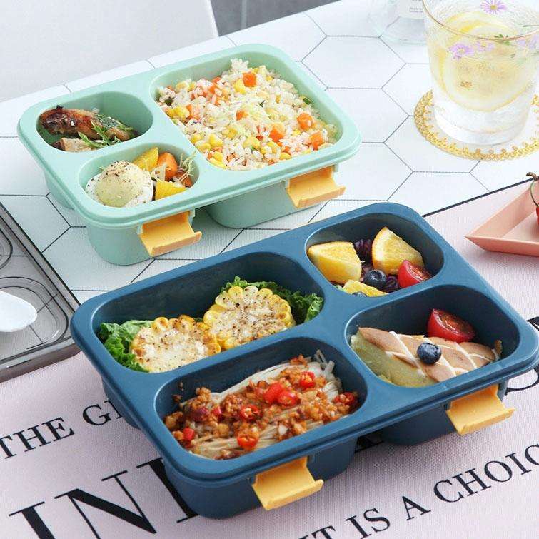 Sealed Compartment Microwave Plastic Lunch Box Portable Student Lunch Plate, Specification: 850ml...