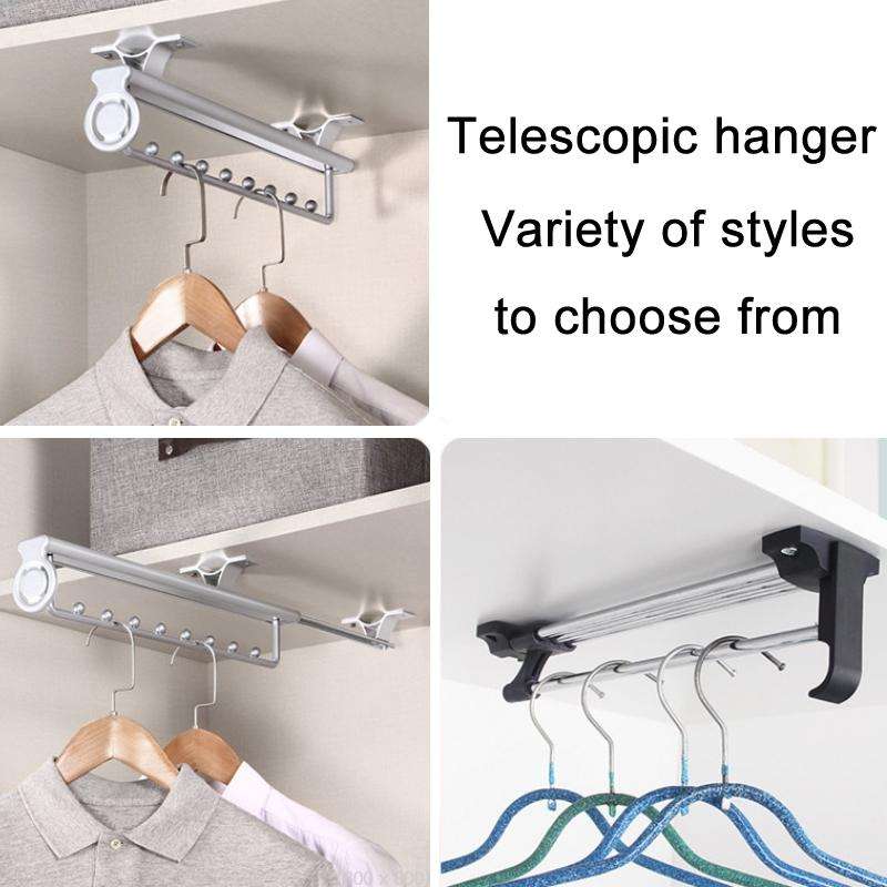 Y02 14 inches 6 Beads Wardrobe Hardware Push-Pull Hanging Rod Clothes Rail