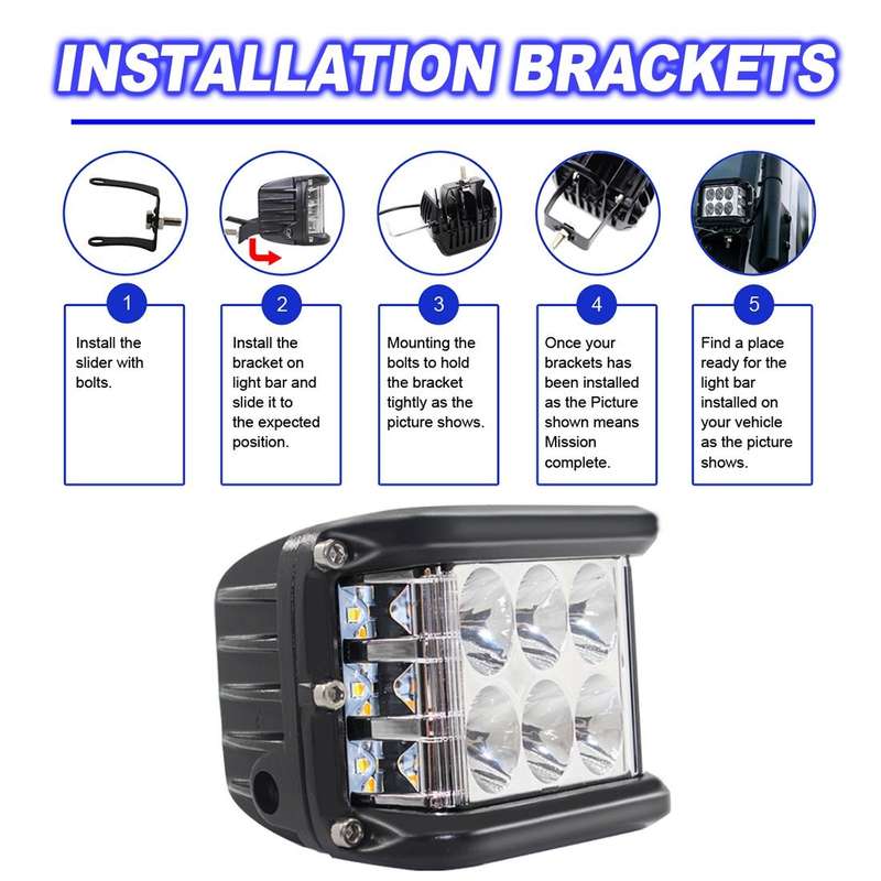4 inch 45W 4500LM LED Work Light Bar Side Shooter Combo Beam White+Yellow Driving Offroad