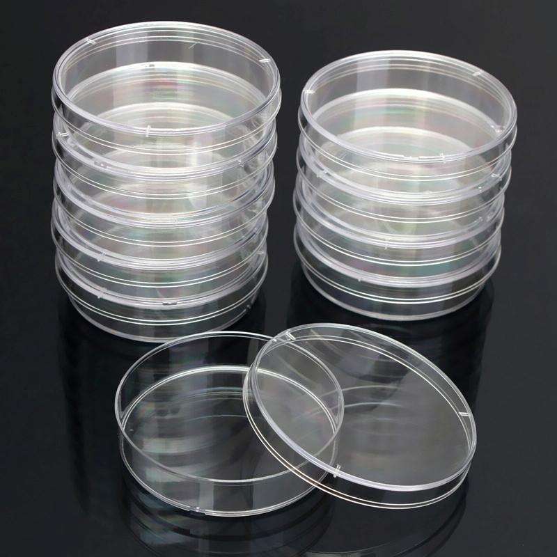 10 PCS Polystyrene Sterile Petri Dishes Bacteria Dish Laboratory Biological Scientific Lab Suppli...