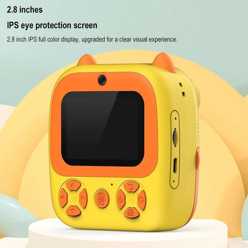 1080P Instant Print Camera 2.8-inch IPS Screen Front and Rear Dual Lens Kids Camera, Spec: Blue