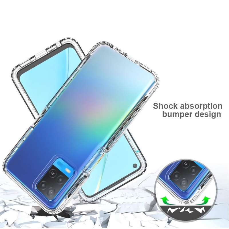 For OPPO A54 4G Shockproof High Transparency Two-color Gradual Change PC+TPU Candy Colors Phone P...