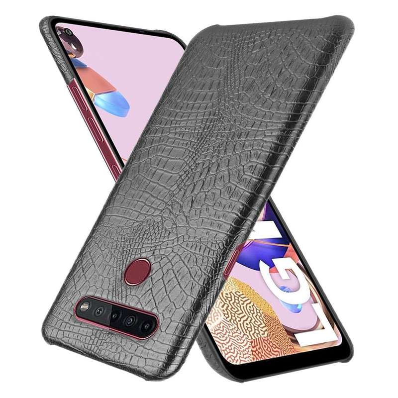 For LG K51S Shockproof Crocodile Texture PC + PU Case(Black)