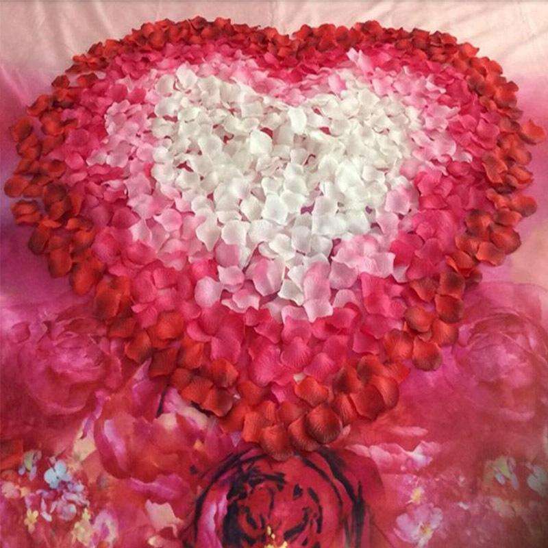 1000pcs / 10 Pack Artificial Wedding Rose Petals Flowers Wedding Decorations(Sunset Red)